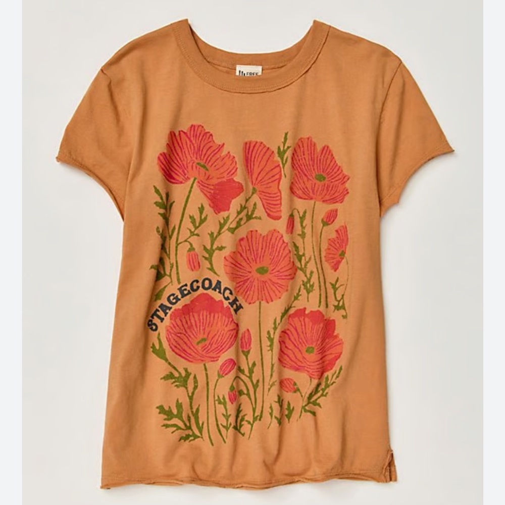 Free people Women's Floral Graphic Tee - Brown size M